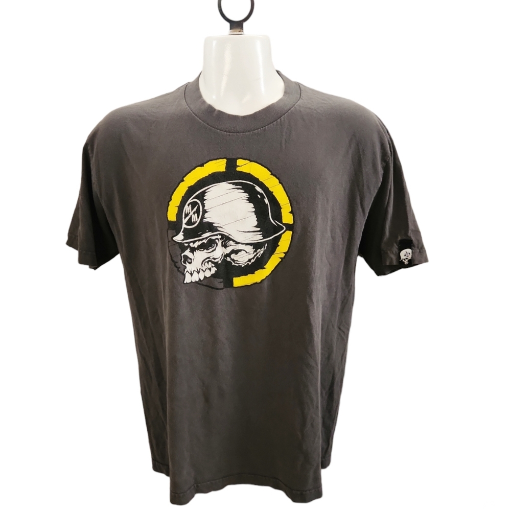 Metal Mulisha Spellout VTG vintage Rare Skull Helmet short sleeve tee Large Men